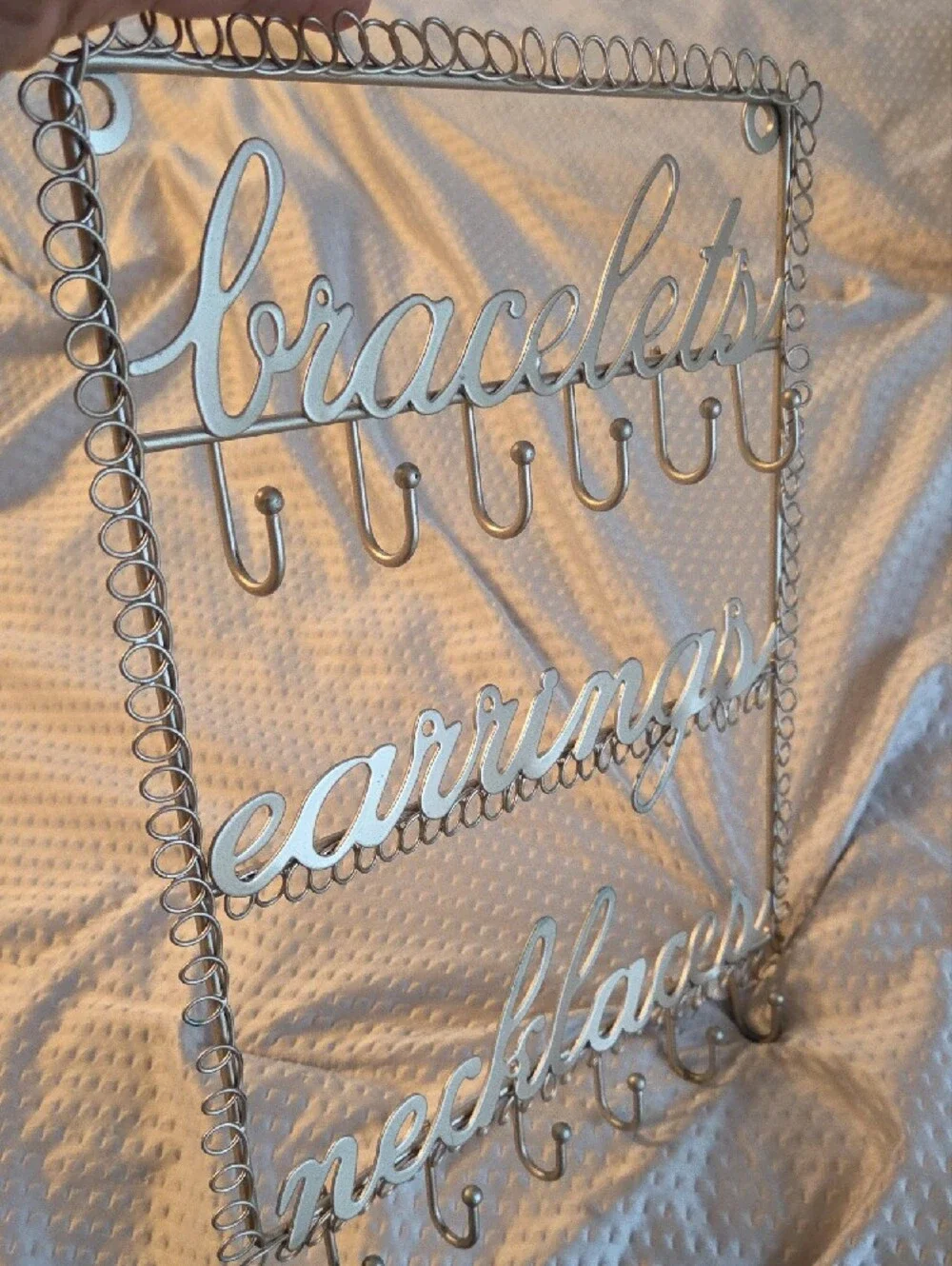 Silver Jewelry Organizer Wall Rack - Bracelets Earrings Necklaces